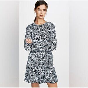 Parker Rhea Long-Sleeve Leopard Print Ruched Mini Dress Women's Size XS